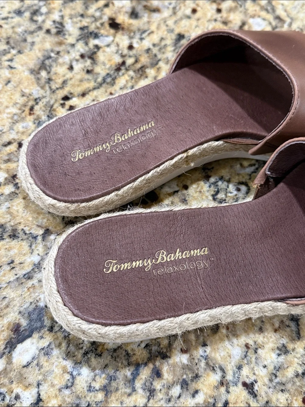 Tommy Bahama Brown Leather Slide Espadrilles
